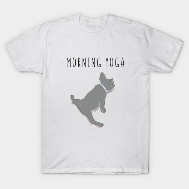 Morning yoga pug T-Shirt by Milatoo